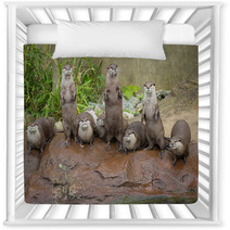 Lovely Playful Otters In Symmetrical Stand Nursery Decor 62879847