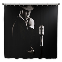 Low Key Portrait Of Jazz Singer In Hat In The Darkness. Bath Decor 60169635