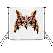 Low Poly Triangular Owl Face On White Background Symmetrical Vector Illustration Eps 10 Isolated Polygonal Style Trendy Modern Logo Design Suitable For Printing On A T Shirt Or Sweatshirt Backdrops 212414481