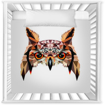 Low Poly Triangular Owl Face On White Background Symmetrical Vector Illustration Eps 10 Isolated Polygonal Style Trendy Modern Logo Design Suitable For Printing On A T Shirt Or Sweatshirt Nursery Decor 212414481