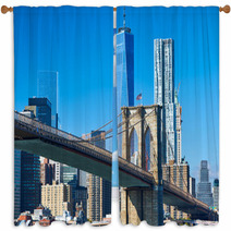Lower Manhattan Skyline View From Brooklyn Window Curtains 84554417