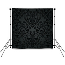 Luxury Black Charcoal Floral Wallpaper Pattern Backdrops 53228646
