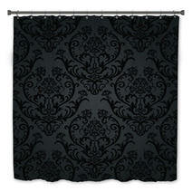 Luxury Black Charcoal Floral Wallpaper Pattern Bath Decor 53228646