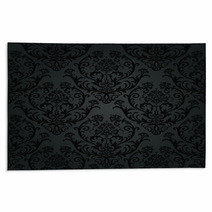 Luxury Black Charcoal Floral Wallpaper Pattern Rugs 53228646