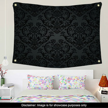 Luxury Black Charcoal Floral Wallpaper Pattern Wall Art 53228646