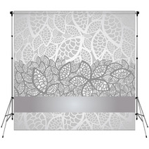Luxury Silver Leaves Lace Border And Background Backdrops 45062596