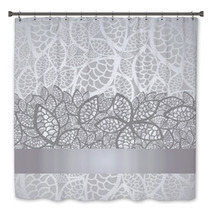 Luxury Silver Leaves Lace Border And Background Bath Decor 45062596