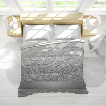 Luxury Silver Leaves Lace Border And Background Bedding 45062596