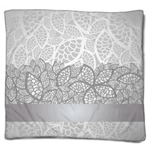 Luxury Silver Leaves Lace Border And Background Blankets 45062596