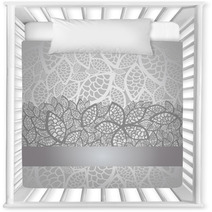 Luxury Silver Leaves Lace Border And Background Nursery Decor 45062596