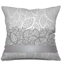 Luxury Silver Leaves Lace Border And Background Pillows 45062596