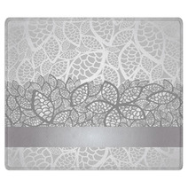 Luxury Silver Leaves Lace Border And Background Rugs 45062596