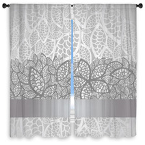 Luxury Silver Leaves Lace Border And Background Window Curtains 45062596