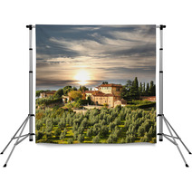 Luxury Villa In Tuscany, Famous Vineyard In Italy Backdrops 49332612