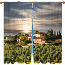 Luxury Villa In Tuscany, Famous Vineyard In Italy Window Curtains 49332612