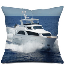 Luxury Yacht At Sea Pillows 64993076