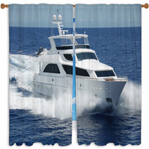 Luxury Yacht At Sea Window Curtains 64993076