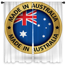 Made In Australia Gold Label Vector Illustration Window Curtains 62557209