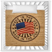 Made In The USA. Stamp On Wooden Background Nursery Decor 68928067