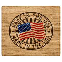 Made In The USA. Stamp On Wooden Background Rugs 68928067