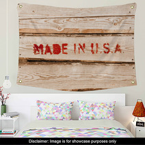 Made In USA. Red Label On Wooden Box Side Wall Art 62682484