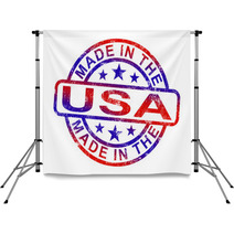Made In USA Stamp Shows American Products Or Produce Backdrops 42348519