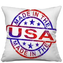 Made In USA Stamp Shows American Products Or Produce Pillows 42348519