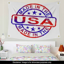 Made In USA Stamp Shows American Products Or Produce Wall Art 42348519