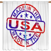 Made In USA Stamp Shows American Products Or Produce Window Curtains 42348519