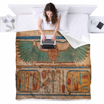 Madinet Habu Temple Hieroglyphs In Luxor Blankets 58016946
