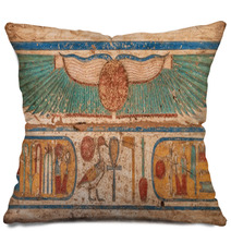 Madinet Habu Temple Hieroglyphs In Luxor Pillows 58016946