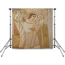 Madrid  Modern Mosaic Of Angel In Almudena Cathedral Backdrops 51736725