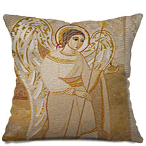 Madrid  Modern Mosaic Of Angel In Almudena Cathedral Pillows 51736725