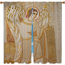 Madrid  Modern Mosaic Of Angel In Almudena Cathedral Window Curtains 51736725