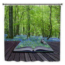 Magical Book With Contents Spilling Into Landscape Background Bath Decor 32582495