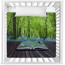 Magical Book With Contents Spilling Into Landscape Background Nursery Decor 32582495