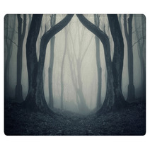 Magical Gate In Mysterious Forest With Fog Rugs 85675164