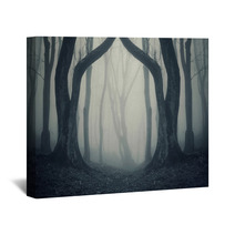 Magical Gate In Mysterious Forest With Fog Wall Art 85675164