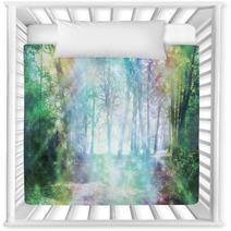 Magical Spiritual Woodland Energy - Rainbow Colored Woodland Scene With Streams Of Sparkling Light  Nursery Decor 90393573