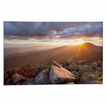 Majestic Sunset In The Mountains Landscape. Dramatic Sky And Col Rugs 67188748
