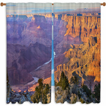 Majestic Vista Of The Grand Canyon At Dusk Window Curtains 57353313