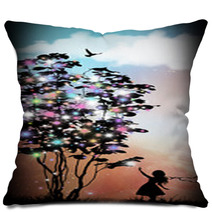Make A Wish Silhouette Art Photo Manipulation Pillows 159620679