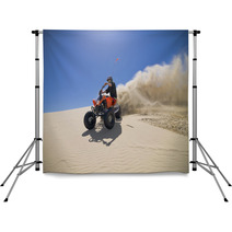 Male ATV Rider Roosting Sand In The Oregon Sand Dunes Backdrops 22546636