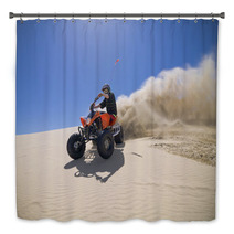 Male ATV Rider Roosting Sand In The Oregon Sand Dunes Bath Decor 22546636