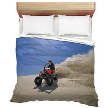 Male ATV Rider Roosting Sand In The Oregon Sand Dunes Bedding 22546636