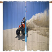 Male ATV Rider Roosting Sand In The Oregon Sand Dunes Window Curtains 22546636