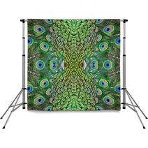 Male Green Peacock Feathers Backdrops 65132424