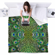 Male Green Peacock Feathers Blankets 65132424