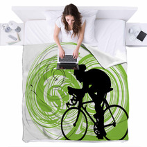 Male On A Bicycle Blankets 25130160