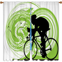 Male On A Bicycle Window Curtains 25130160